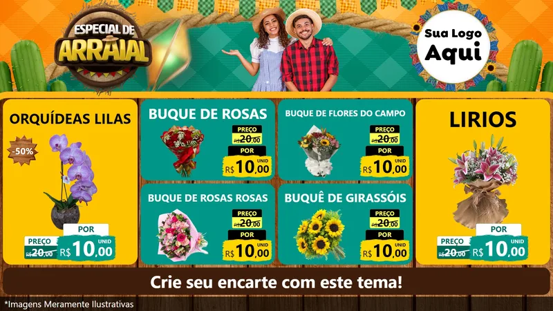 Modelo de TV para TV Horizontal com o tema Especial De Arraial para Floricultura e jardim
