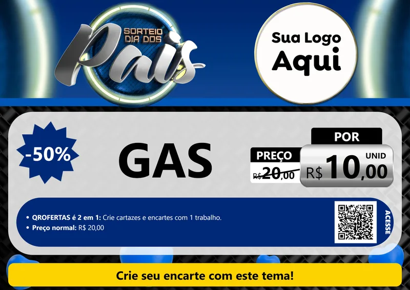 Modelo de Cartaz para Cartaz A4 Horizontal com o tema Sorteio Dia Dos Pais para Água e gás