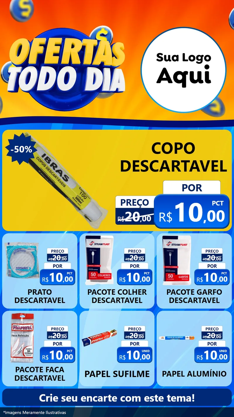 Modelo de Rede Social para Stories com o tema Ofertas Todo Dia para Embalagens