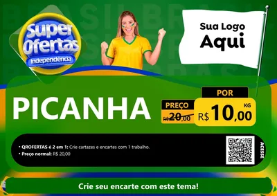 Modelo de Cartaz para Cartaz A4 Horizontal com o tema Super Ofertas de Independência para Açougue