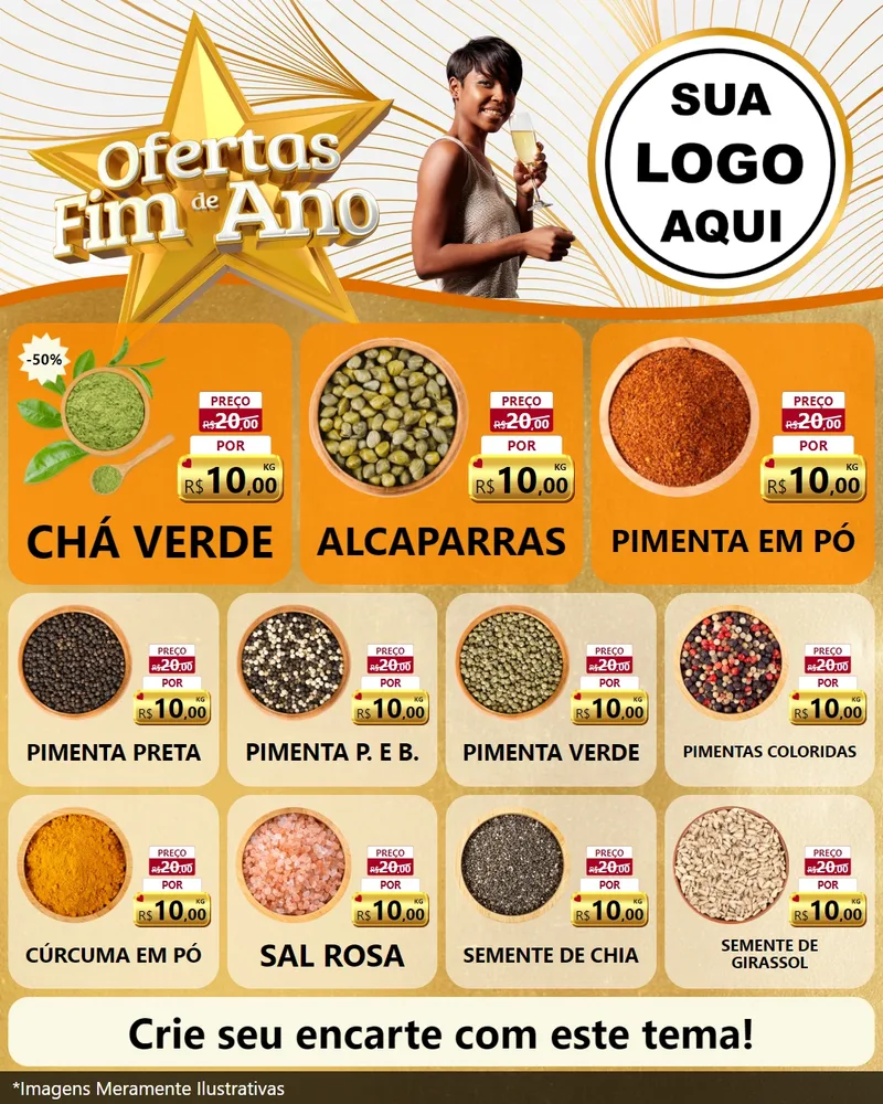 Modelo de Rede Social para Feed Instagram com o tema Ofertas Fim de Ano para Produtos Naturais