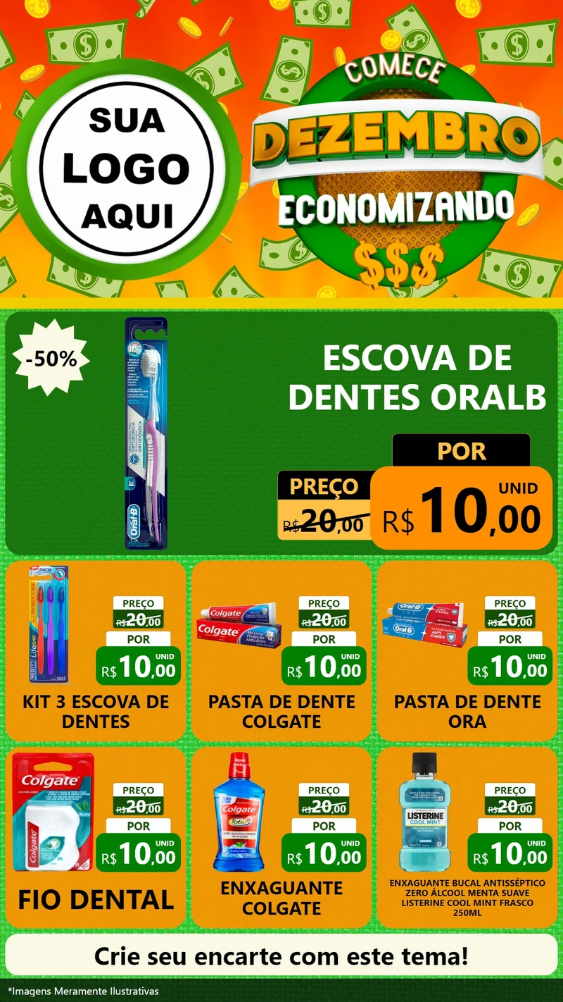 Modelo de Rede Social para Stories com o tema Comece Dezembro Economizando para Higiene Pessoal