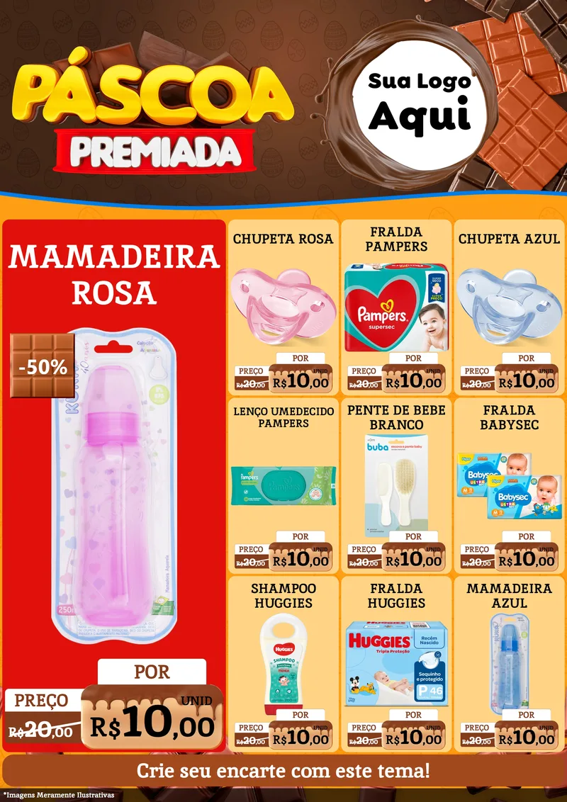 Modelo de Encarte para Encarte A4 Vertical com o tema Páscoa Premiada para Bebês
