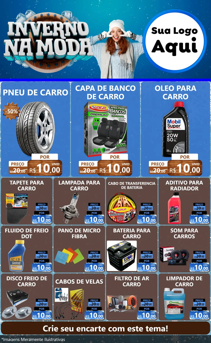 Modelo de Encarte para Encarte Grande com o tema Inverno na Moda para Auto peças
