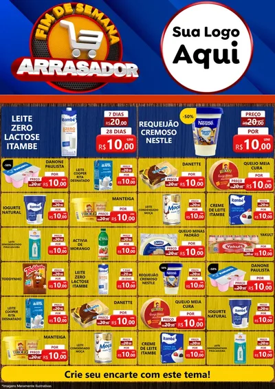 Modelo de Encarte para Encarte A4 Vertical com o tema Fim De Semana Arrasador para Frios e Laticínios