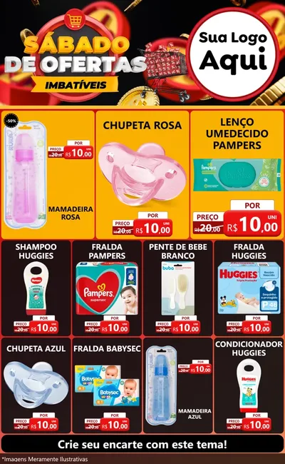 Modelo de Encarte para Encarte Grande com o tema Sábado de Ofertas Imbatíveis para Bebês