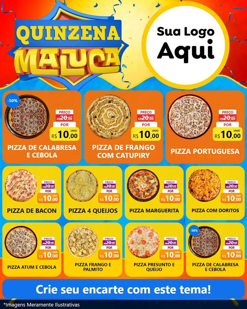 Modelo de Rede Social para Feed Instagram com o tema Quinzena Maluca para Pizzaria