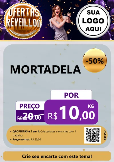 Modelo de Cartaz para Cartaz A4 Vertical com o tema Ofertas de Réveillon para Frios e Laticínios