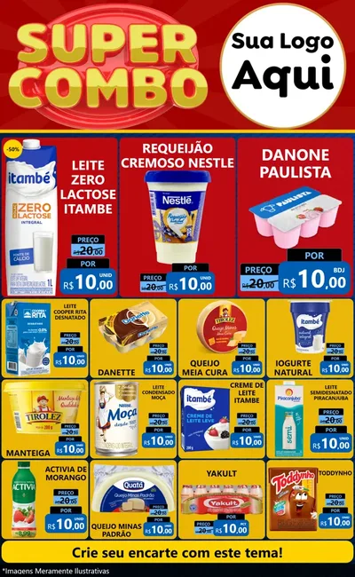 Modelo de Encarte para Encarte Grande com o tema Super Combo para Frios e Laticínios