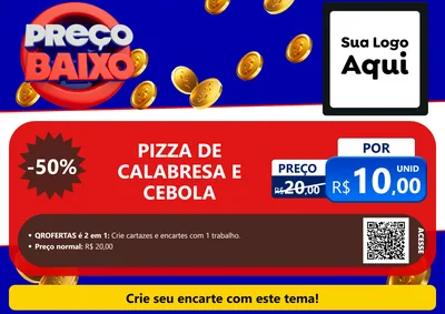 Modelo de Cartaz para Cartaz A4 Horizontal com o tema Preço Baixo para Pizzaria