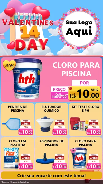 Modelo de Rede Social para Stories com o tema Valentine's Day para Produtos para Piscina