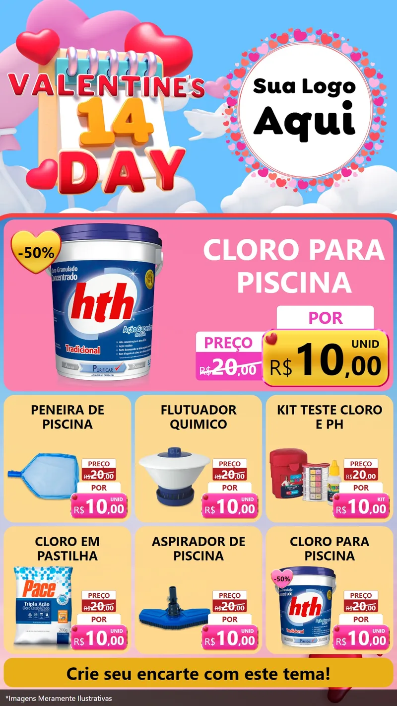 Modelo de Rede Social para Stories com o tema Valentine's Day para Produtos para Piscina