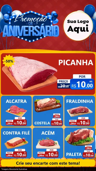 Modelo de Rede Social para Stories com o tema Promoção de Aniversário para Açougue