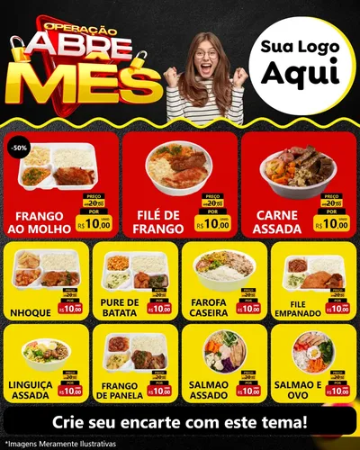 Modelo de Rede Social para Feed Instagram com o tema Operação Abre Mês para Restaurante