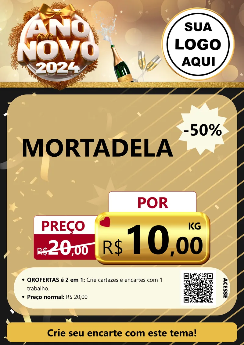 Modelo de Cartaz para Cartaz A4 Vertical com o tema Feliz Ano Novo 2027 para Frios e Laticínios