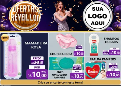 Modelo de Encarte para Encarte A4 Horizontal com o tema Ofertas de Réveillon para Bebês