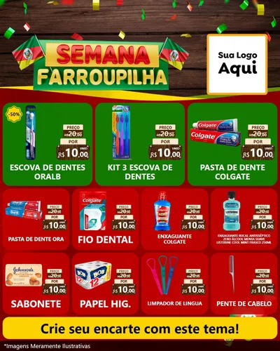 Modelo de Rede Social para Feed Instagram com o tema Semana Farroupilha para Higiene Pessoal