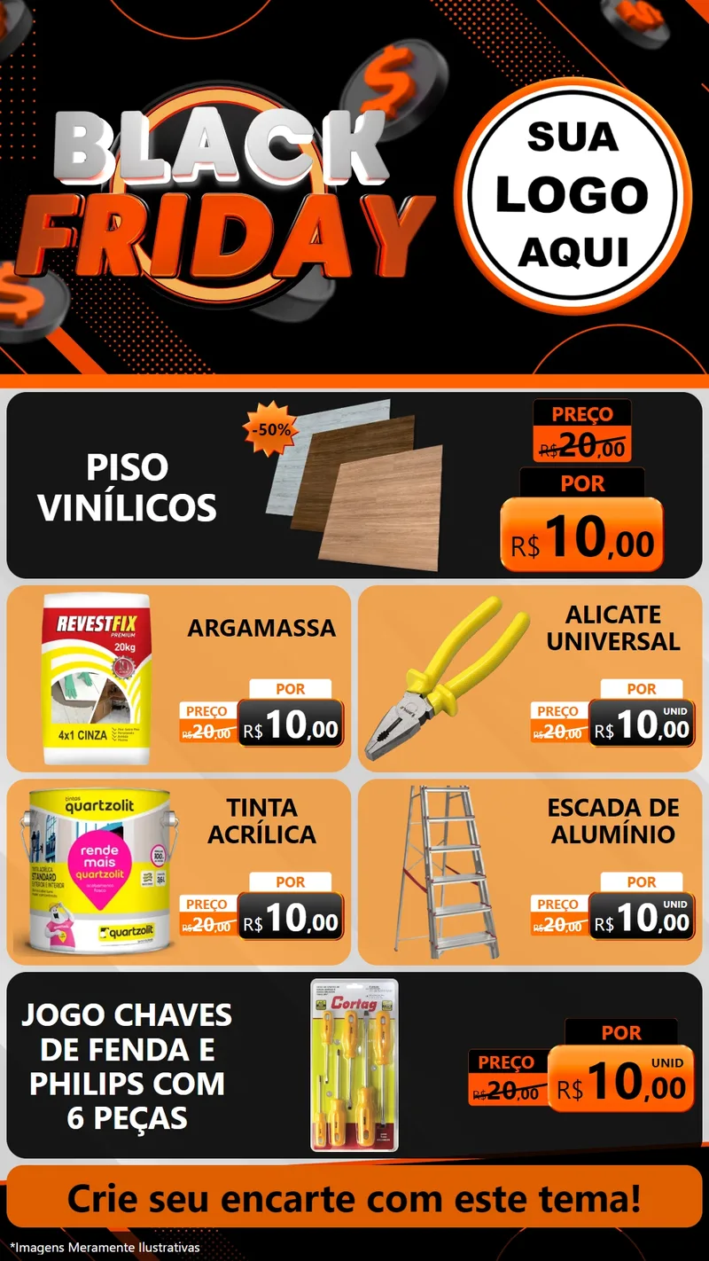 Modelo de TV para TV Vertical com o tema Black Friday para Material para Construção