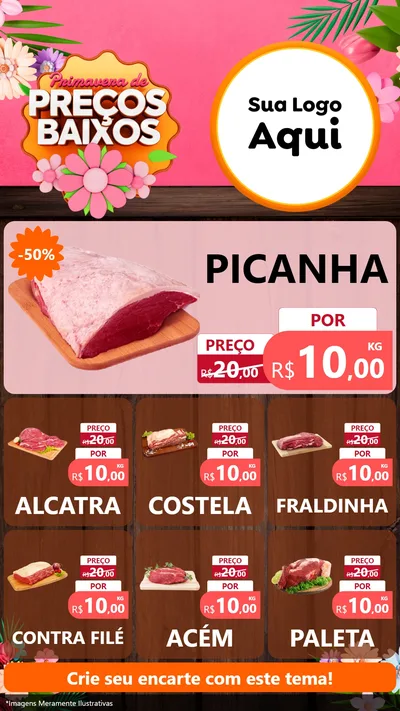 Modelo de Rede Social para Stories com o tema Primavera de Preços Baixos para Açougue