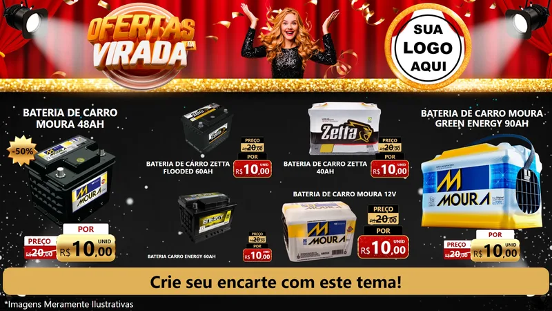 Modelo de TV para TV Horizontal com o tema Ofertas da Virada para Baterias Elétricas