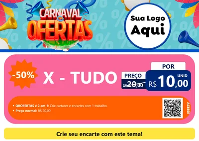 Modelo de Cartaz para Cartaz A4 Horizontal com o tema Carnaval de Ofertas para Hamburgueria