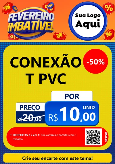 Modelo de Cartaz para Cartaz A4 Vertical com o tema Fevereiro Imbatível para Tubos e conexões