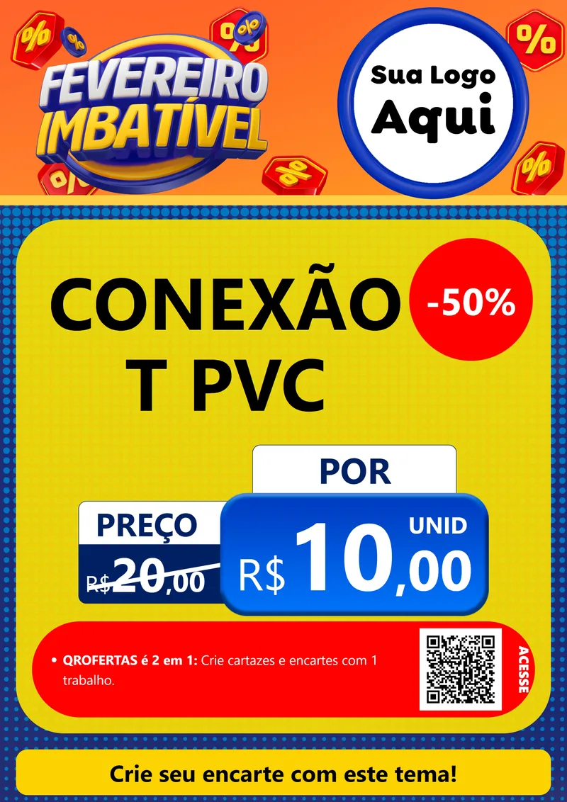 Modelo de Cartaz para Cartaz A4 Vertical com o tema Fevereiro Imbatível para Tubos e conexões