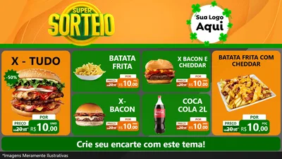 Modelo de TV para TV Horizontal com o tema Super Sorteio para Hamburgueria