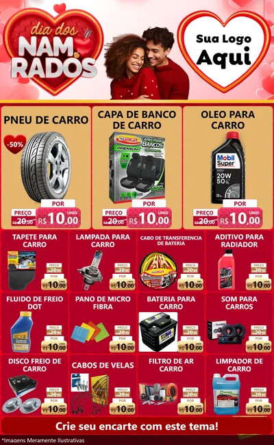 Modelo de Encarte para Encarte Grande com o tema Dia dos Namorados para Auto peças