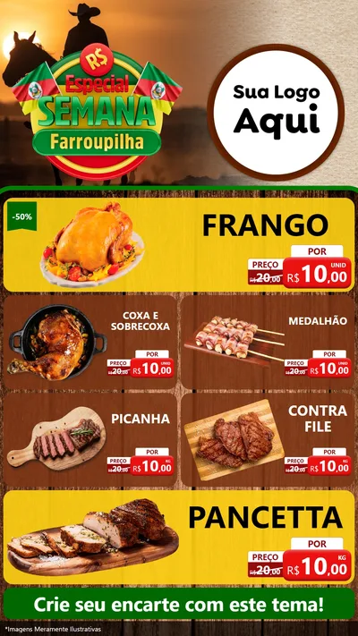 Modelo de TV para TV Vertical com o tema Especial Semana Farroupilha para Assados