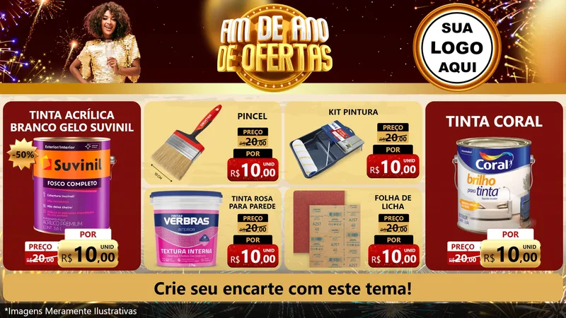 Modelo de TV para TV Horizontal com o tema Fim de Ano de Ofertas para Tintas e Ferramentas