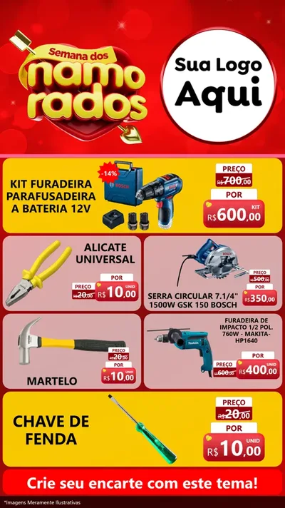 Modelo de TV para TV Vertical com o tema Semana dos namorados para Maquinas e Ferramentas