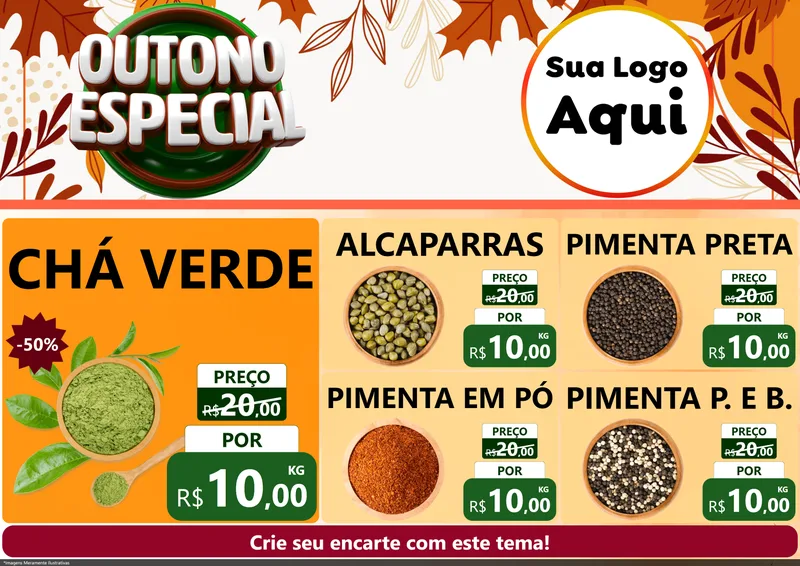Modelo de Encarte para Encarte A4 Horizontal com o tema Outono Especial para Produtos Naturais