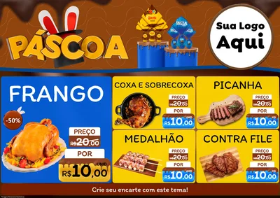 Modelo de Encarte para Encarte A4 Horizontal com o tema Páscoa para Assados