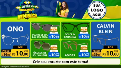 Modelo de TV para TV Horizontal com o tema Ofertas Proclamação da República para Óticas