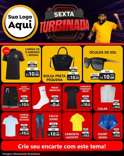 Modelo de Rede Social para Feed Instagram com o tema Sexta Turbinada para Roupas e acessórios