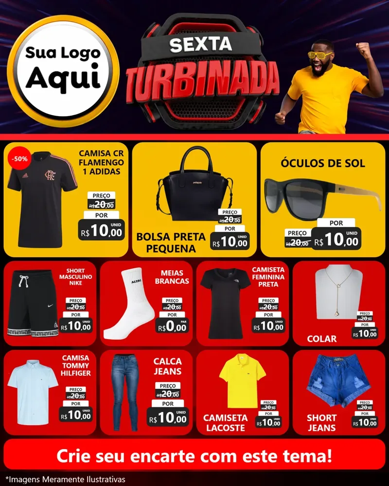 Modelo de Rede Social para Feed Instagram com o tema Sexta Turbinada para Roupas e acessórios
