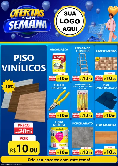 Modelo de Encarte para Encarte A4 Vertical com o tema Ofertas de Fim de Semana para Material para Construção