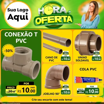 Modelo de Rede Social para Feed Facebook com o tema Hora da Oferta para Tubos e conexões
