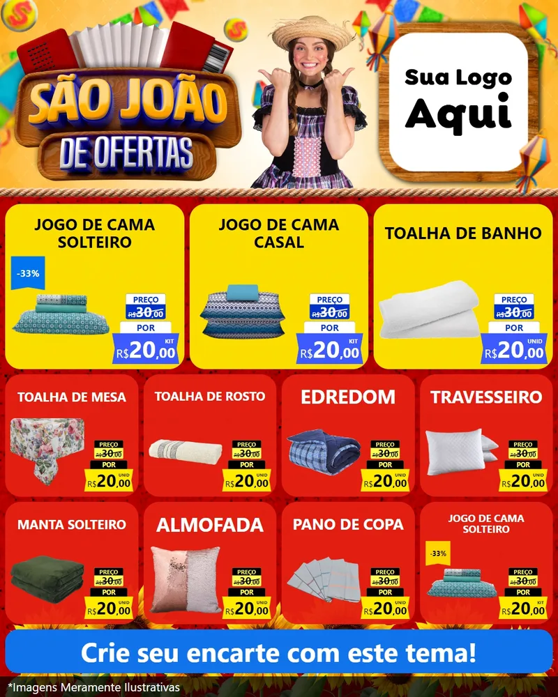 Modelo de Rede Social para Feed Instagram com o tema São João de Ofertas para Cama, Mesa e Banho