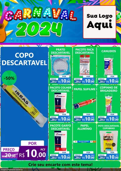 Modelo de Encarte para Encarte A4 Vertical com o tema Carnaval 2027 para Embalagens