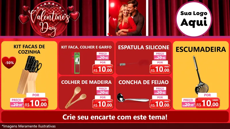 Modelo de TV para TV Horizontal com o tema Valentine's Day para Utilidades Domésticas