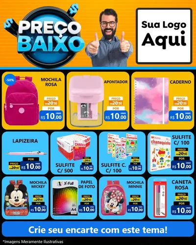 Modelo de Rede Social para Feed Instagram com o tema Preço Baixo para Papelaria