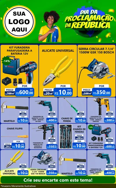 Modelo de Encarte para Encarte Grande com o tema Dia Da Proclamação Da República para Maquinas e Ferramentas