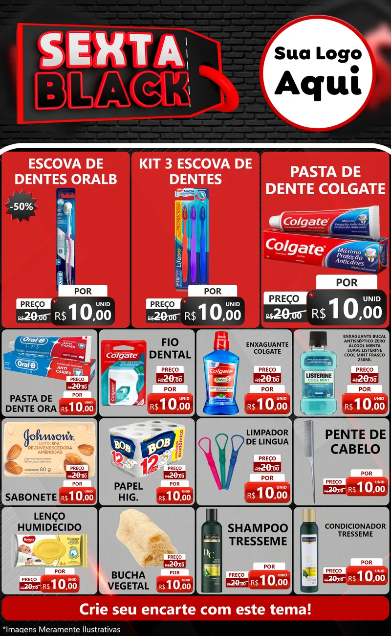 Modelo de Encarte para Encarte Grande com o tema Sexta Black para Higiene Pessoal