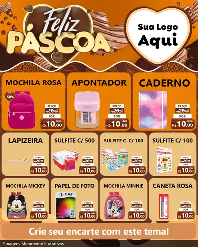 Modelo de Rede Social para Feed Instagram com o tema Feliz Páscoa para Papelaria