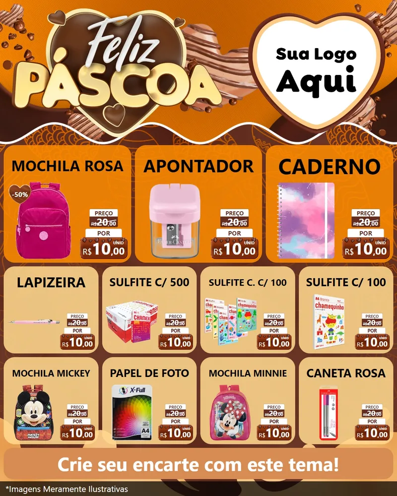 Modelo de Rede Social para Feed Instagram com o tema Feliz Páscoa para Papelaria
