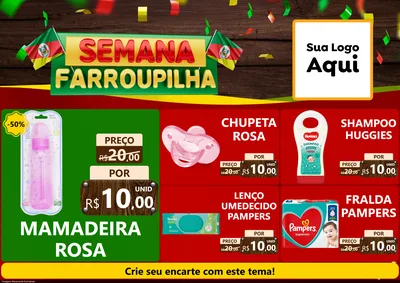 Modelo de Encarte para Encarte A4 Horizontal com o tema Semana Farroupilha para Bebês