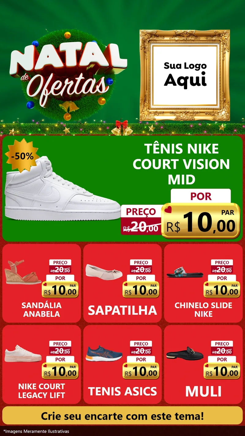Modelo de Rede Social para Stories com o tema Natal de Ofertas para Calçados