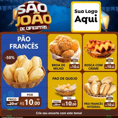 Modelo de Rede Social para Feed Facebook com o tema São João Ofertas Imbatíveis! - Junina para Padaria